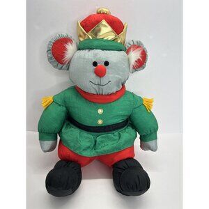Vintage JS Int Christmas Elf Mouse Plush Nylon Parachute Material 14” Stuffed